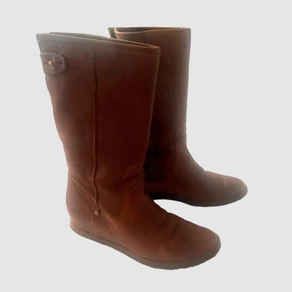 Stuart Weitzman Womens Sz 8.5  Leather Wedge Pull On Short Boots Brown Casual - Picture 1 of 16